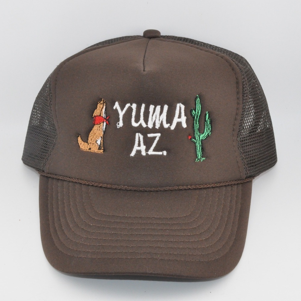 Nissun Trucker Hat OS Brown Excellent Yuma AZ Coyote Cactus Snapback Souvenir